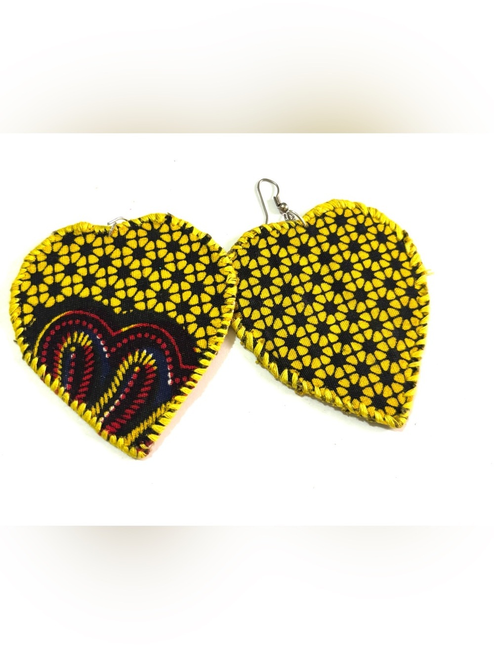Yellow Floral Heart Drop Earrings